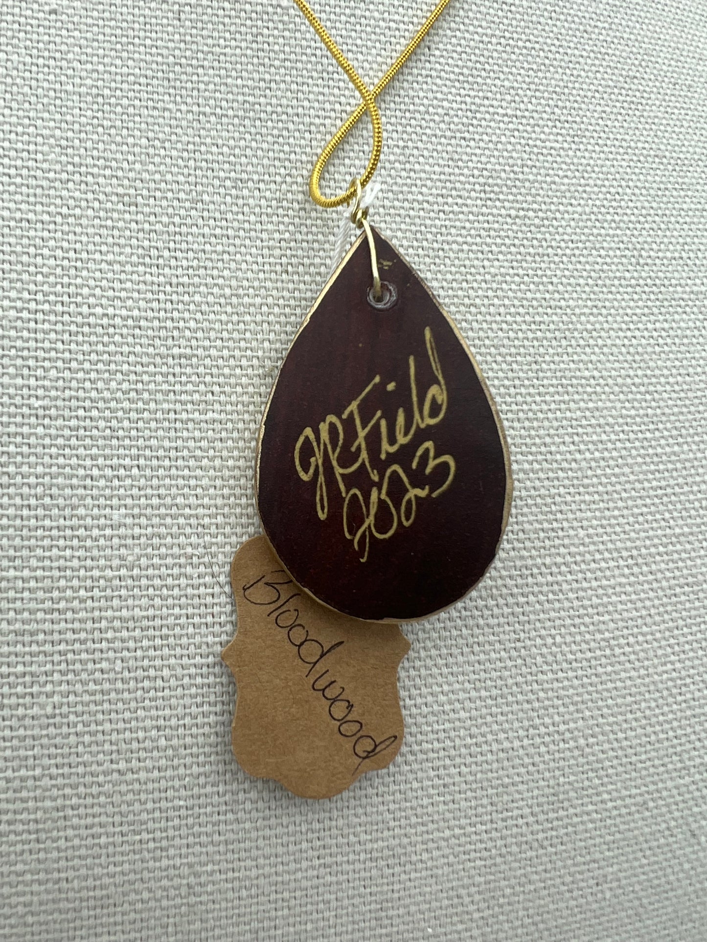 Yellow Orchids on Bloodwood - Wooden Pendant Necklace