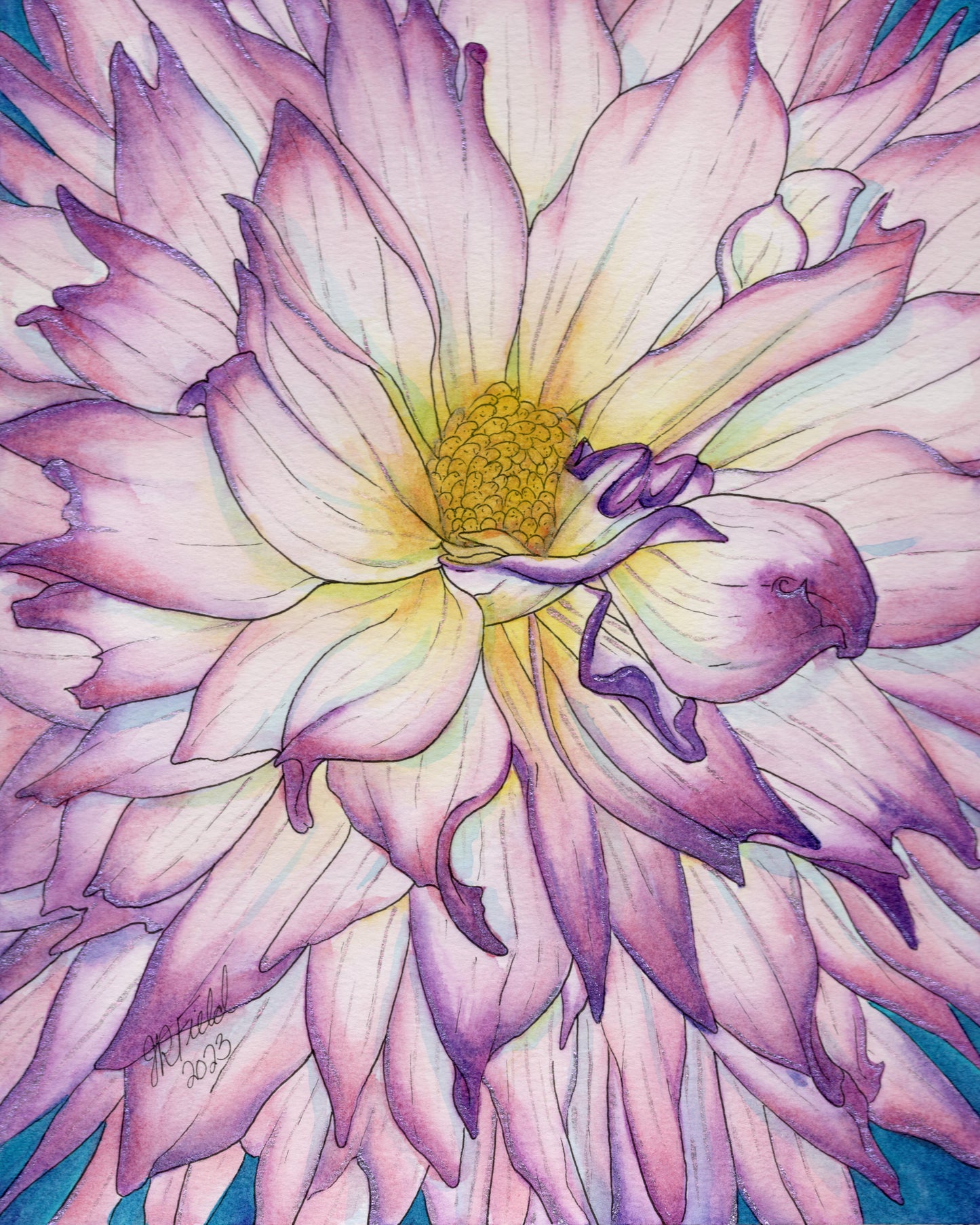Full Bloom Firework - Watercolor Painting
